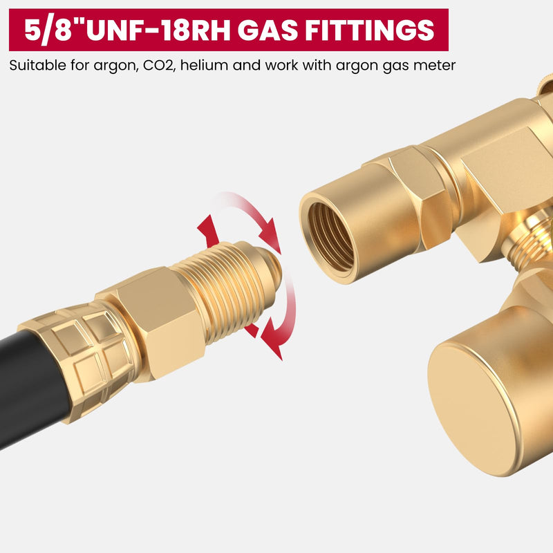 [Australia - AusPower] - bestarc Inert Gas Welding Hose, Argon CO2 Flow Meter Regulator Hose, Mig Tig, This Hose Is Standard UNF 5/8" with Inert Gas Fitting (6.5 Feet) 6.5FT 