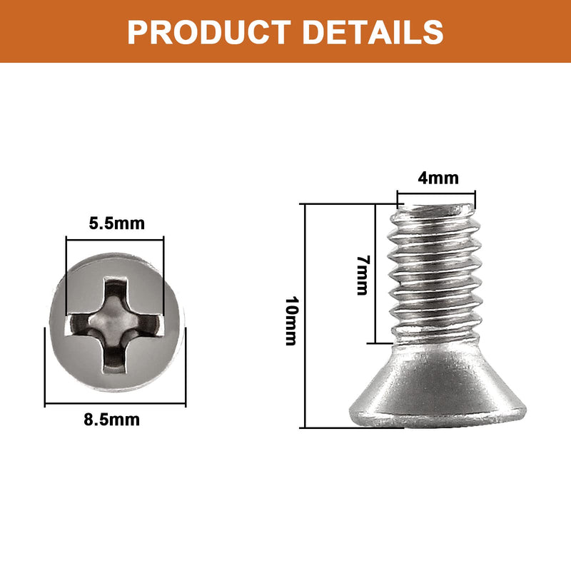[Australia - AusPower] - 50PC Flat Head Phillips Machine Screws, 8-32 x 3/8 Inch 304 Stainless Steel Device Mounting Screws Bolt Fastening 