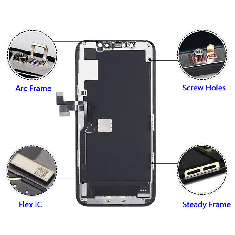 [Australia - AusPower] - Brinonac for iPhone 11 Pro Screen Replacement Kit, 5.8 inch LCD Display 3D Touch Screen Digitizer Frame Assembly Set with Repair Tools Black 11P02 