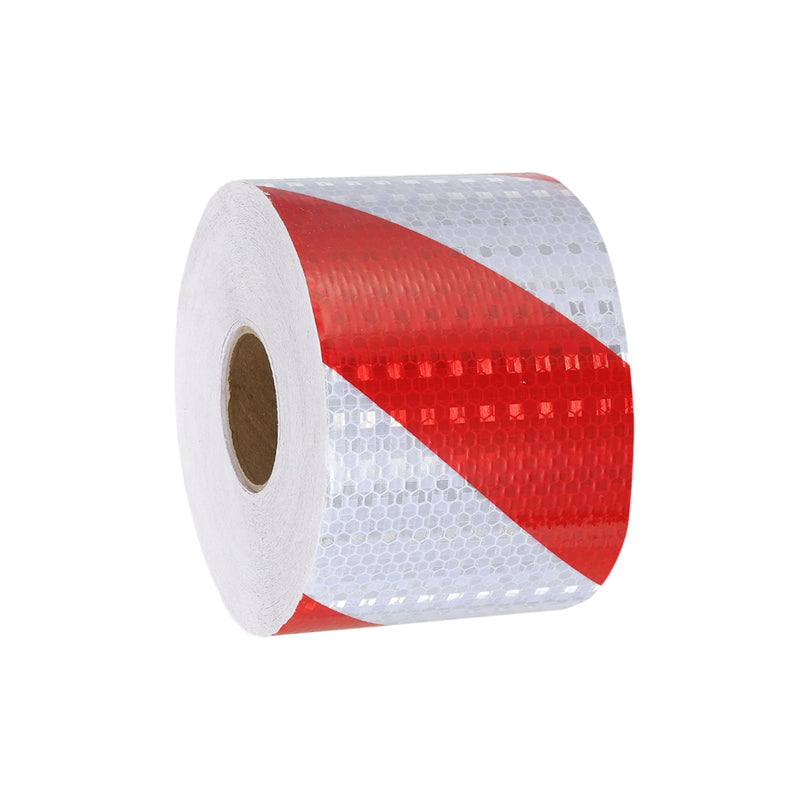 MECCANIXITY Reflective Tape, 4 Inch x 82 ft Warning Safety Sticker Night Reflectors Self-Adhesive Trailer Reflector Twill Tape for Cars Trucks Trailer, Red White 4 Inch x 82 Feet