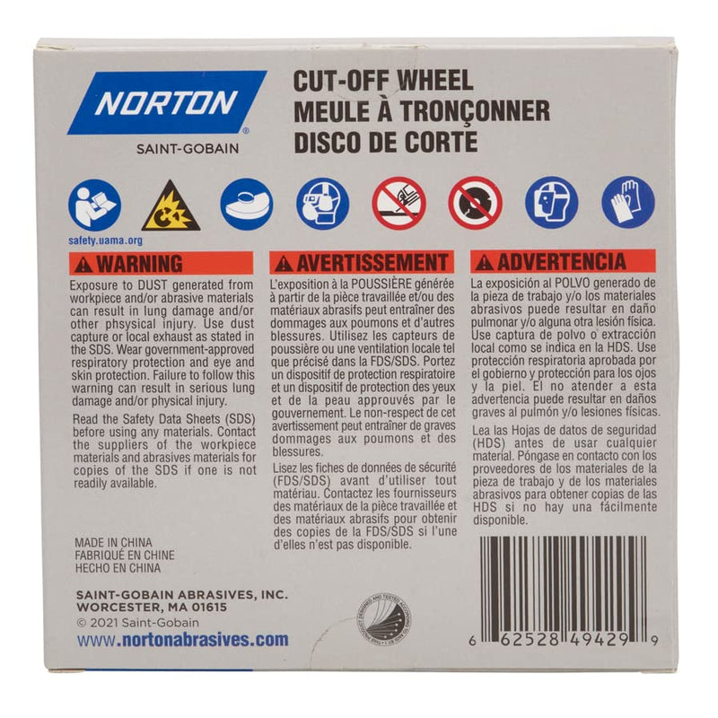 Norton 4-1/2-Inch Cut Off Wheels for Metal, Premium Abrasive Discs for Angle Grinder, 5 Pack