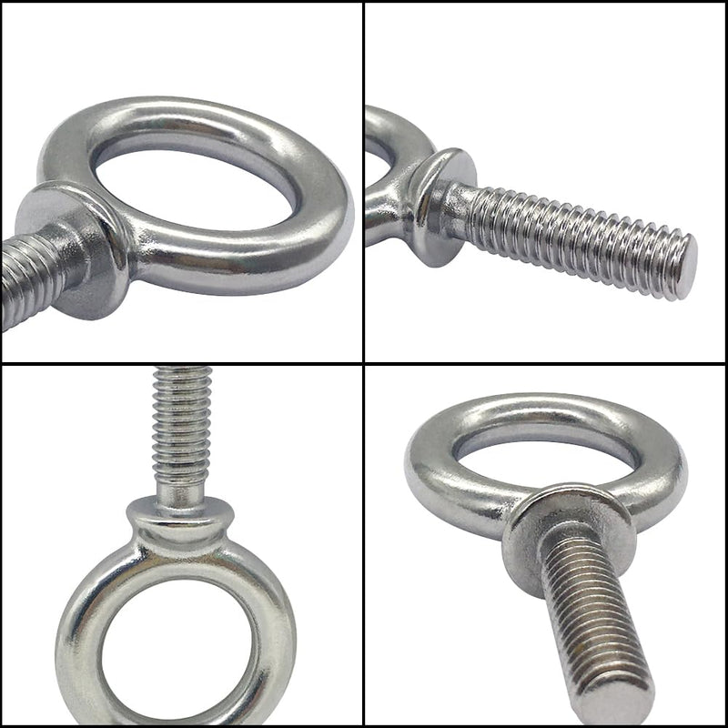 3/8"-16 x 1 UNC Lifting Shoulder Eye Bolts, Marine Grade 304 Stainless Steel Threaded Nut Fastener (10 Pack) 3/8"-16 x 1" Pack of 10 (304 stainless steel)