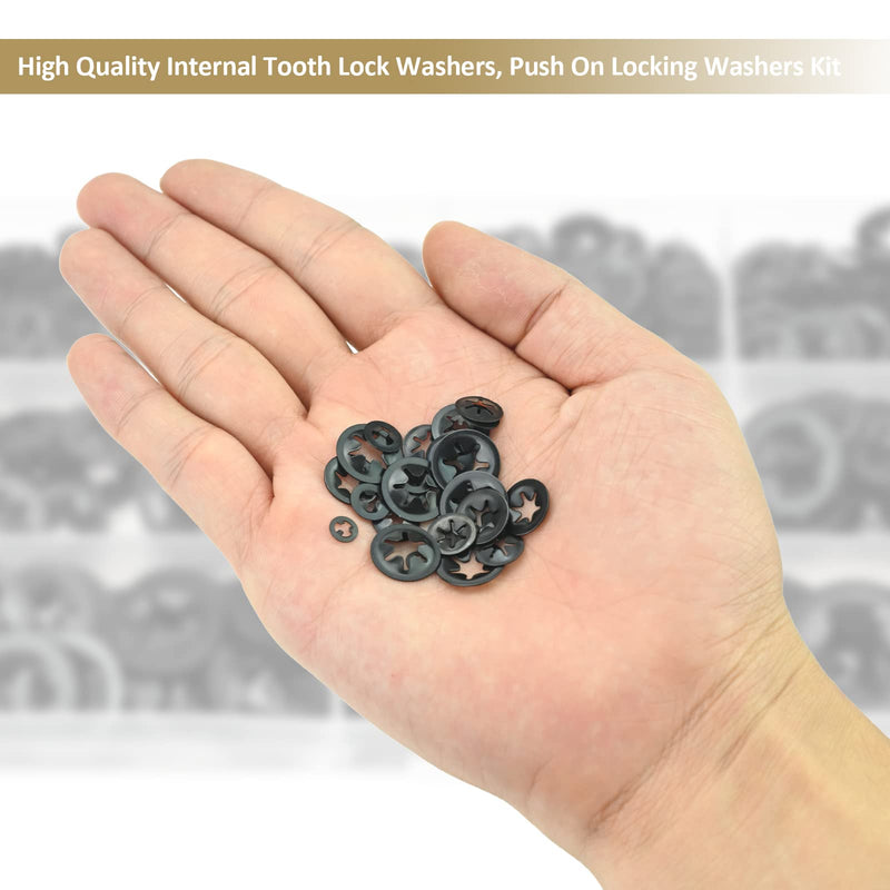 [Australia - AusPower] - 420 Pieces Internal Tooth Star Lock Washers, Kindroufly 5 Sizes Quick Speed Locking Washers, Push on Retaining Clips Assortment Kit (M2, M2.5, M3, M4, M5) M2, M2.5, M3, M4, M5 