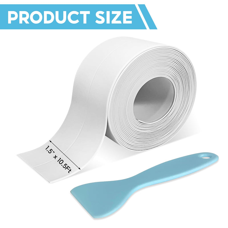 2 Roll White Caulk Tape Waterproof Self Adhesive, Toilet Bathroom Caulking Tape for Kitchen, Countertop, Bathroom, Sink, Shower, Bathtub, Toilet Edge Protector with Sealing Tool 2 Minimalism