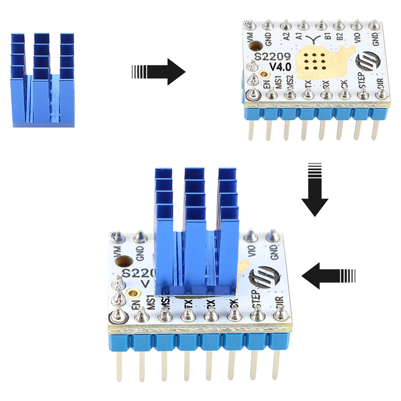 FYSETC 3D Printer Parts 5PCS Upgrade Stepstick Mute S2209 V4.0 Stepper Motor Driver UART Mode with Heatsink for Reprap Ram1.4 MKS Gen/SpideKing/SKR V1.3 MKS GEN L Ramps 1.4/1.5/1.6 Control Motherboard