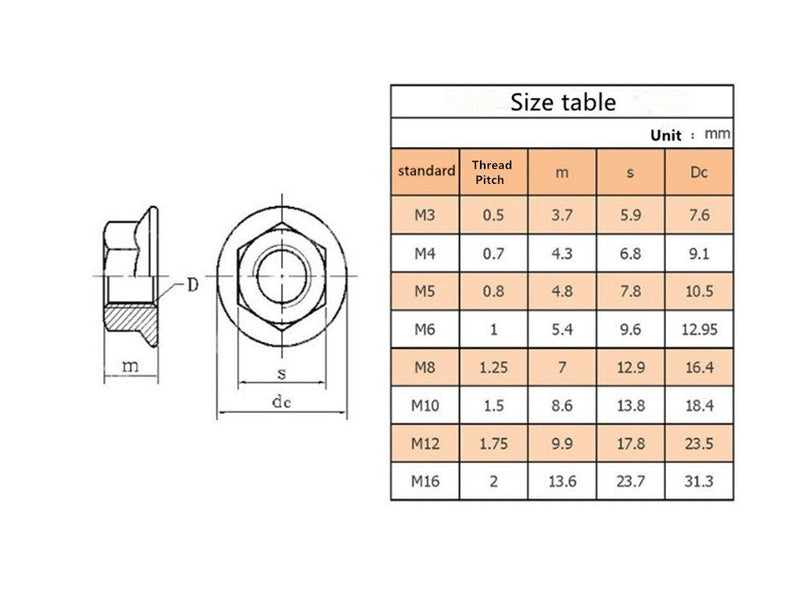 [Australia - AusPower] - Stainless Steel Serrated Hex Flange Nuts Locknuts 50 Pcs (M4) 