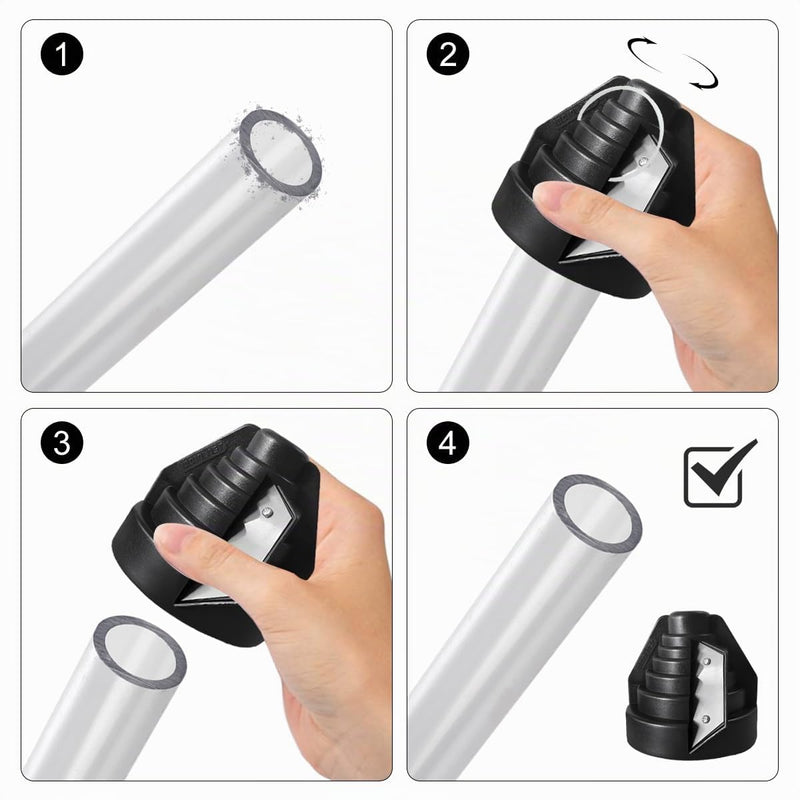 Plastic Pipe Chamfer Tool Pipe Deburrer for 20 25 32 40 50 63 mm Pipes | Hand deburrer, ABS material, for installing horticulture and crafts, deburring tool, black