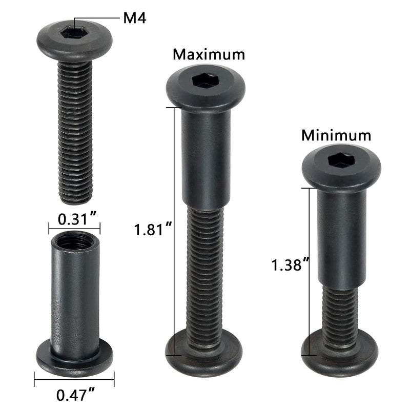 [Australia - AusPower] - 40 Sets M6 Black Binding Post Screws Countersunk Rivet Socket Cap Connecting Bolts Cap Nuts Assortment Kit for Baby Bed Furniture,Leather Saddles Purses Belt Repair (M6x30mm-Black-D) M6x30mm-Black-D 