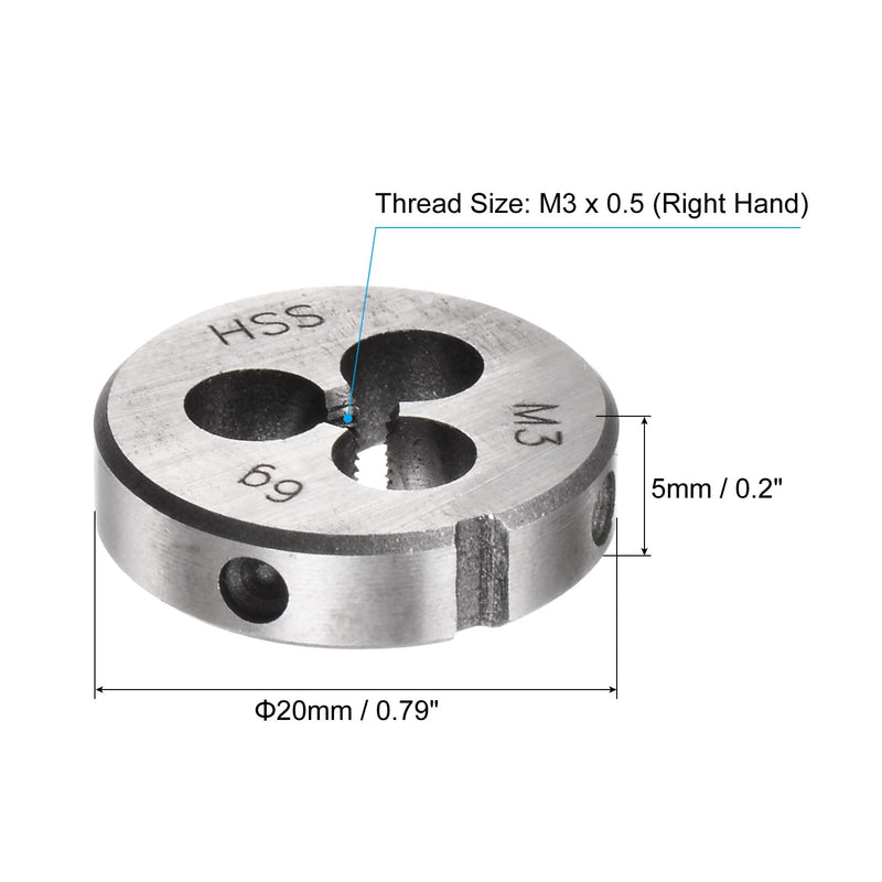 [Australia - AusPower] - uxcell Round Threading Dies, Metric M3 x 0.5 Thread (Right Hand), High Speed Steel (HSS) Screw Cutting Die Repair Tool 