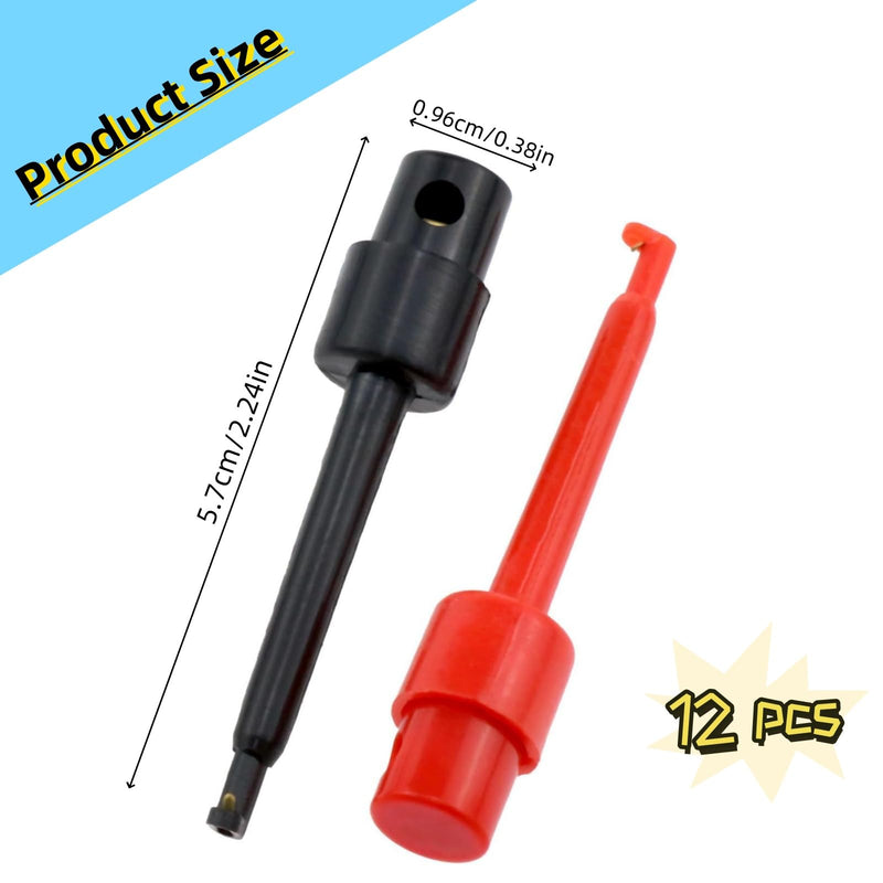 [Australia - AusPower] - 12 Pcs Test Hook Clips Multimeter Test Kit Grabber Test Probe for Wire Electronic Components Testing 