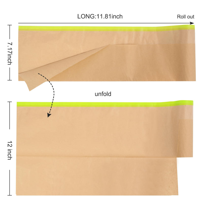 2 Roll 12Inchx50Feet Pre-Taped Masking Paper Roll - Heavy Painters Paper with Adhesive, Tear-Resistant for Auto Body, Wall Painting, Floor Protection, Furniture&DIY Projects (2, 12inch*50feet) 2