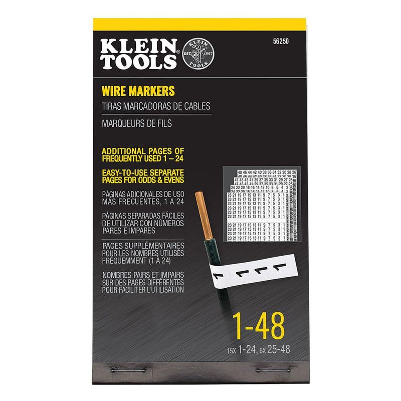 Klein Tools 56250 Wire Marker Book for Cable Management, Electric Panel Organization Wire Label Stickers, Numbered 1-48 1 Count (Pack of 1) Standard