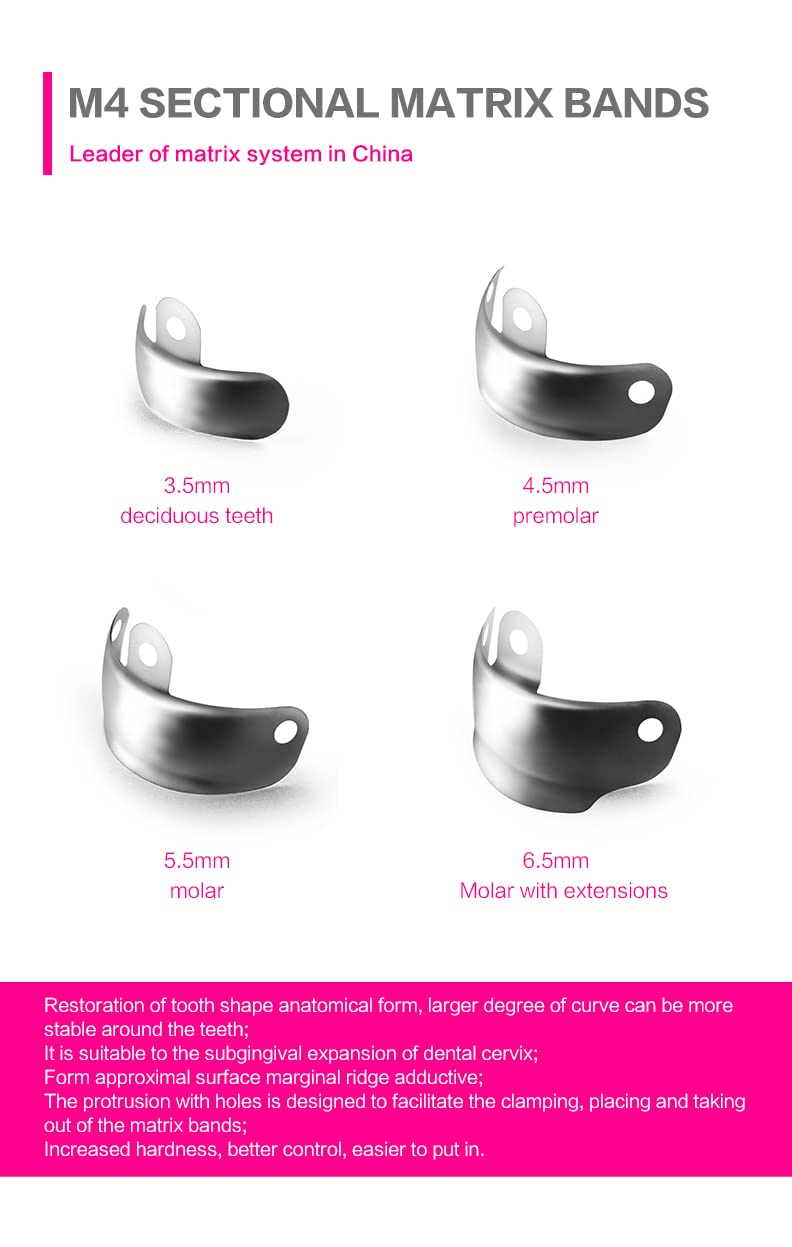 [Australia - AusPower] - Dental Sectional Matrix System Set, Dental Sectional Contoured Matrices Clip Ring Matrix Bands Wedge Knife Dental Wedges Plastic Kit Dentist Tools (50Pcs 4.5mm M4) 50Pcs 4.5mm M4 
