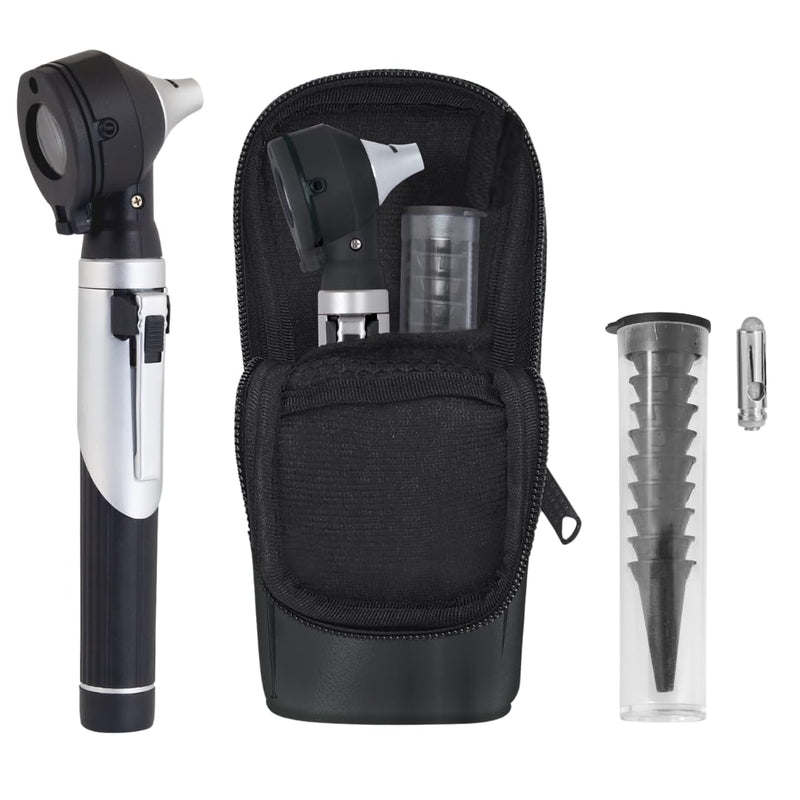 [Australia - AusPower] - Fiber Optic Mini Otoscope - Ear Scope with Light for Infection Detection, Wax Removal, and at-Home ENT Exams (Black Color) 