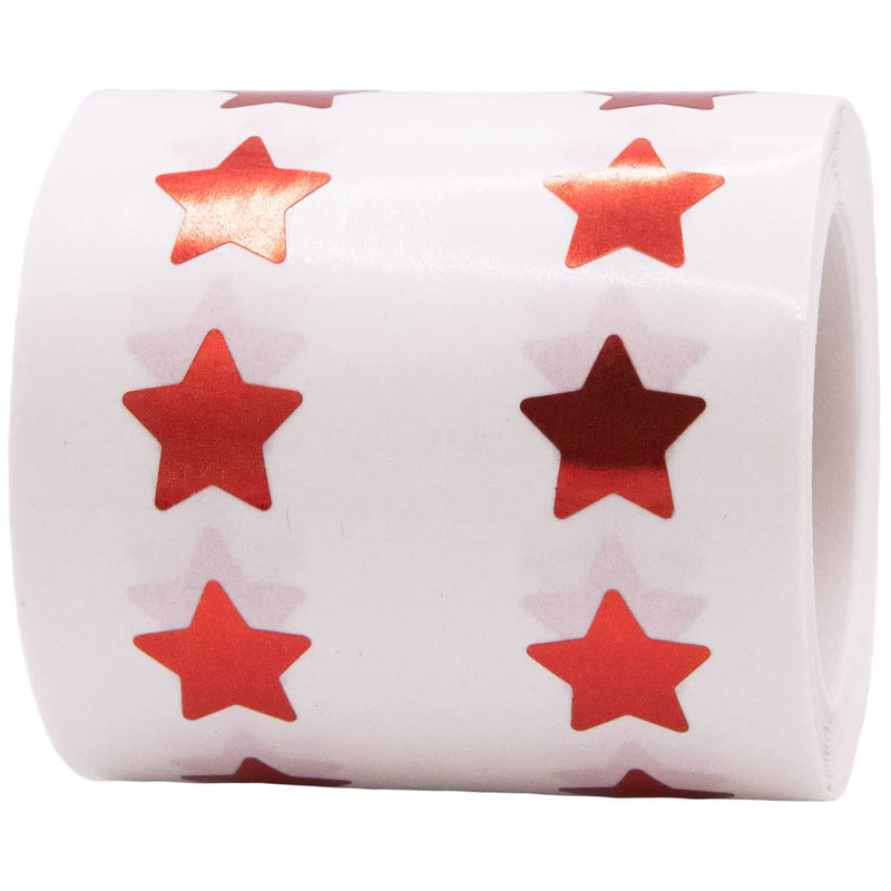 Red Metallic Star Shape Stickers Teacher Supplies 0.50 Inch 1,000 Adhesive Labels