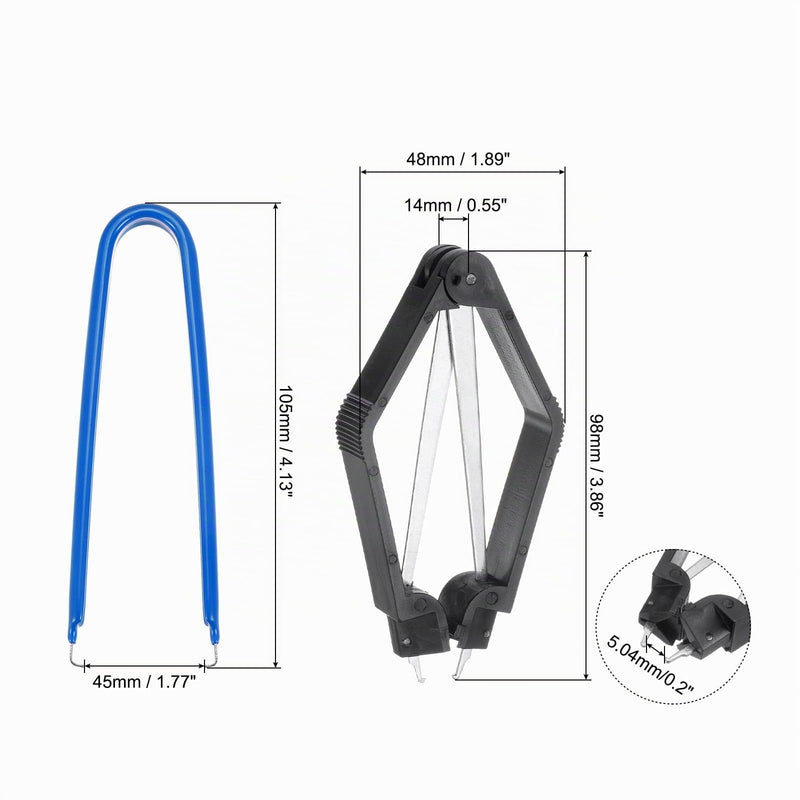 QUARKZMAN IC Chip Extractor 100mm Blue for Component Motherboard (Pack of 2) | Stainless Steel with U Shape IC Chip Switch Puller