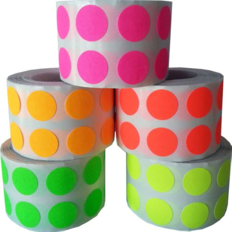 InStockLabels.com 1/2" Color Coding Dot Stickers - Fluorescent Collection - 5,000 Total Labels
