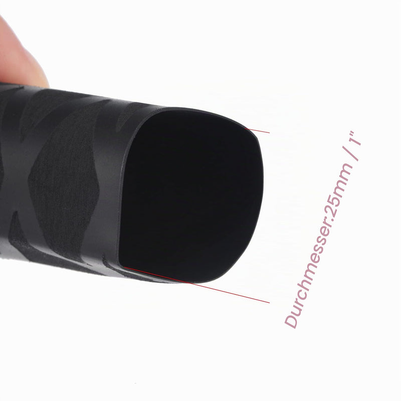 sourcing map 1 m Long Heat Shrink Tubing, 25 mm Diameter, 42 mm Flat Width, Shrink Ratio 1.8:1, Non-Slip Heat Shrink Tubing with Mesh Pattern, Heat Shrink Tube for Handles 40mm black