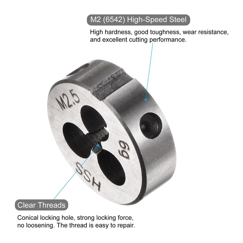 [Australia - AusPower] - QUARKZMAN Round Die Metric M2.5 x 0.45 Thread (Right) High Speed Steel (HSS) Die Repair Tool 