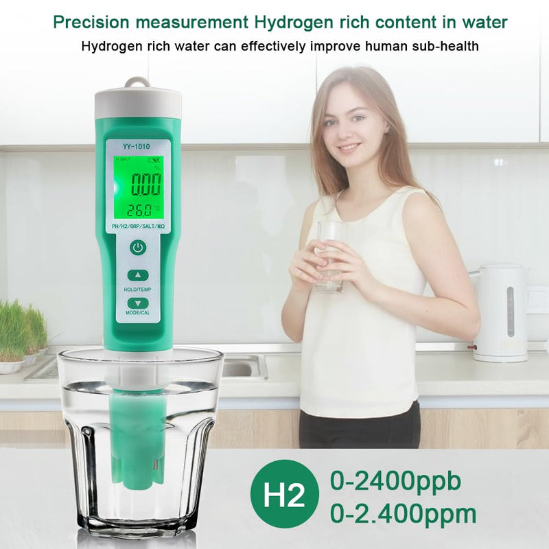 [Australia - AusPower] - Hydrogen Water Tester 10 in 1 Resistivity/Fertility/H2/pH/TDS/EC/ORP/S.G/Salt/Temp Meter with ATC pH Meter,0.01 High Accuracy pH Tester Digital,TDS Meter PPM Meter for Drinking,Hydroponics,Pool. 10-1 