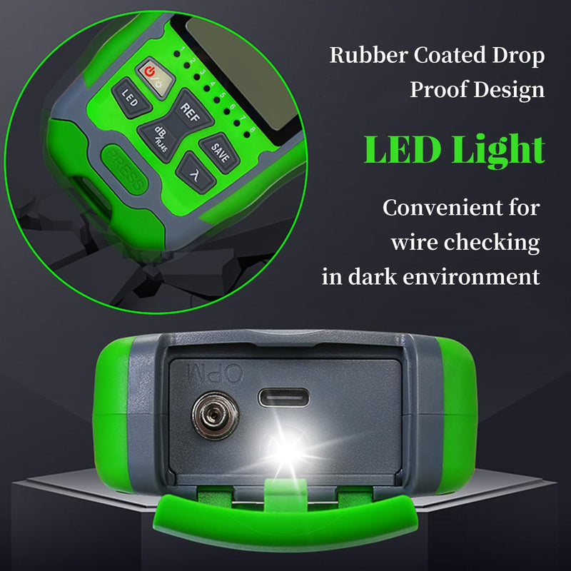 [Australia - AusPower] - Fiber Optic Cable Tester, 70 to +10Dbm Optical Fiber Power Meter with Built in Battery, Portable Visual Fault Locator with Calibration and Relative Power Calculation Function 