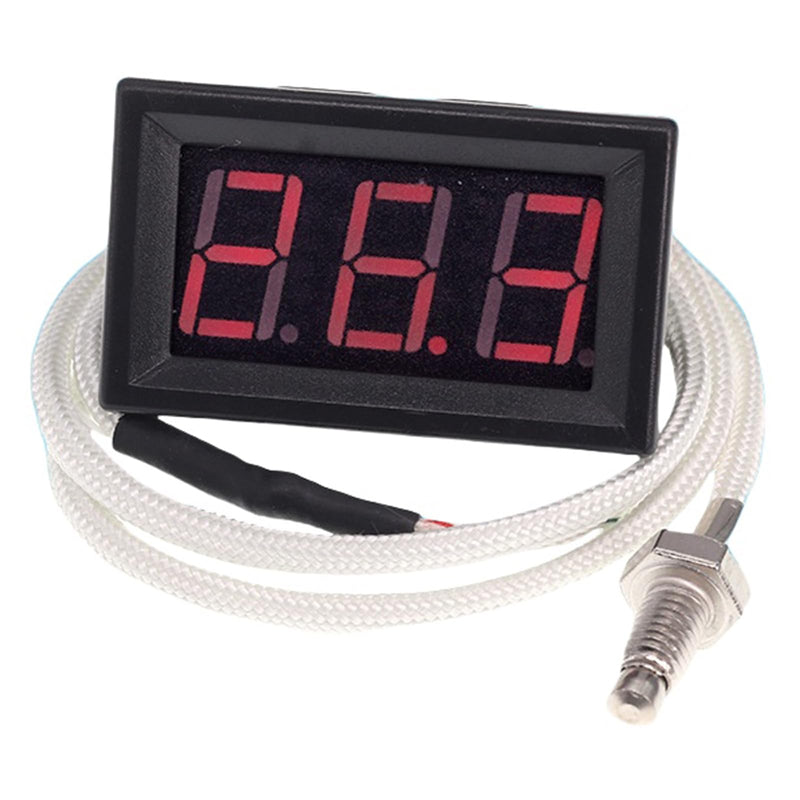 [Australia - AusPower] - 12V Red Celsius Digital Temperature Gauge -58F~536F LED Display Screen with Terminal Wire and 0.5 Meter K-Type Thermocouple (Thread: M6) 