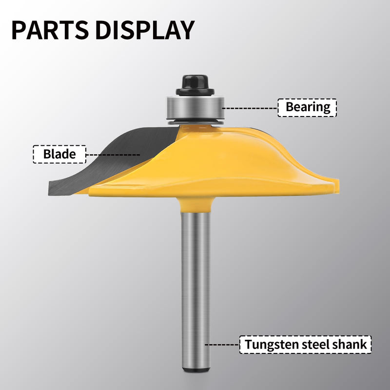 1/4" Shank Router Bit Set 3PCS Raised Panel Cabinet Door Making Router Bits | Cabinet Door Router Bits,Cemented Carbide Router Bits,Router Door Window Bits (Tenon Cutter Diameter: 1-5/8") 3PCS 1/4" Shank Router Bit Set