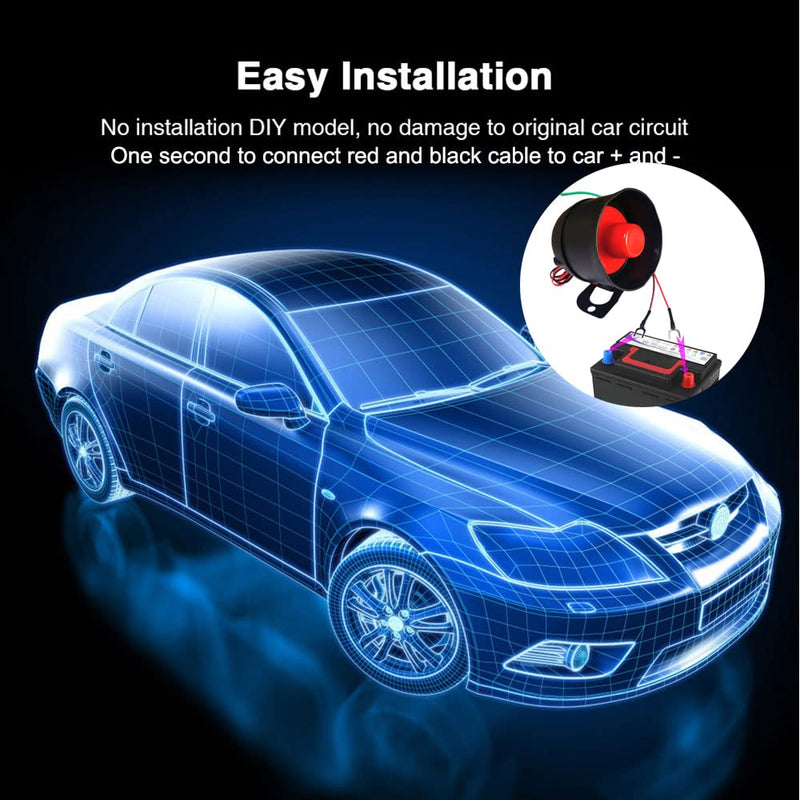 [Australia - AusPower] - DIYV1 1-Way Wireless Car Alarm Vehicle Security System Anti-Theft Burglar Vibration Sensor Horn Siren Universal 12V Auto Anti-Theft Protection System Simple DIY Install Manual Control*2 