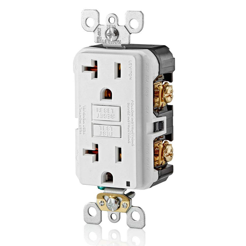 [Australia - AusPower] - Leviton GFCI Outlet, 20 Amp, Self Test, Non Tamper-Resistant with LED Indicator Light, Protection from Electric Shock and Electrocution, GFNT2-W, White GFCI, Non Tamper Resistant 