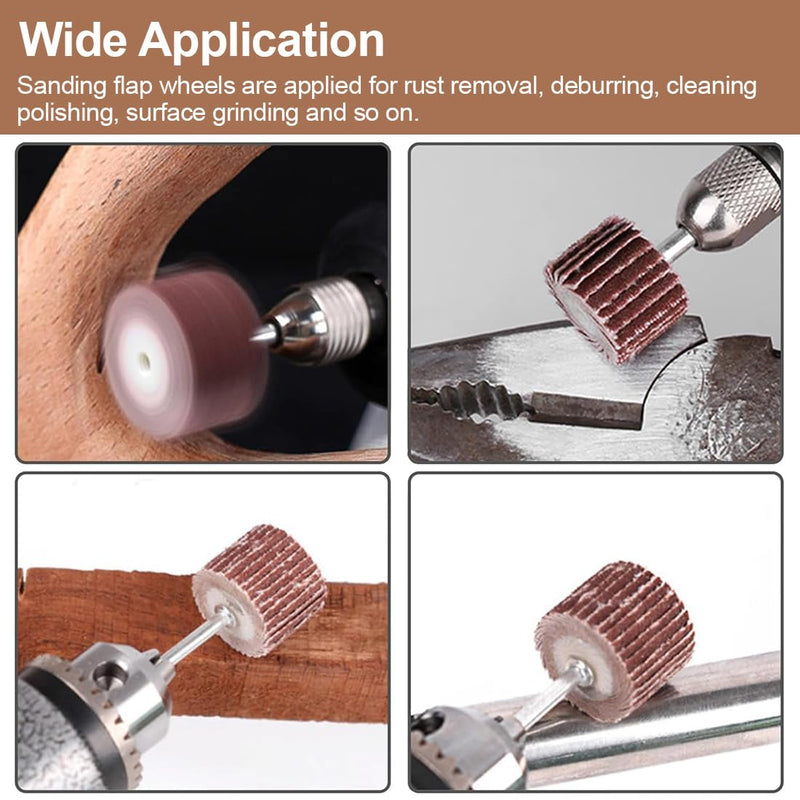[Australia - AusPower] - Pack of 15 Flap Grinder Lamellar Grinder for Drill, Grit Grinding Attachment for Cordless Screwdriver, Sharpening Stone Ball Head Sander with 3 x 3 mm Connecting Rod, for Rust Removal, Polished 