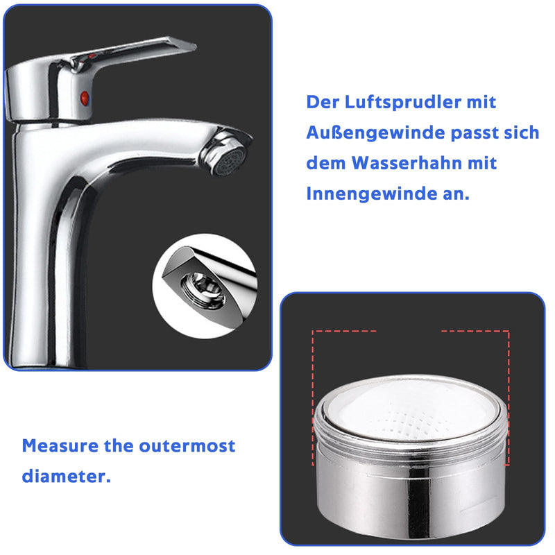 [Australia - AusPower] - Oiieco Tap Adapter M20 to M22, Male Thread Tap Adapter for Water Purifier, Metal Adapter for Water Filter Kitchen Faucets, Pack of 2 