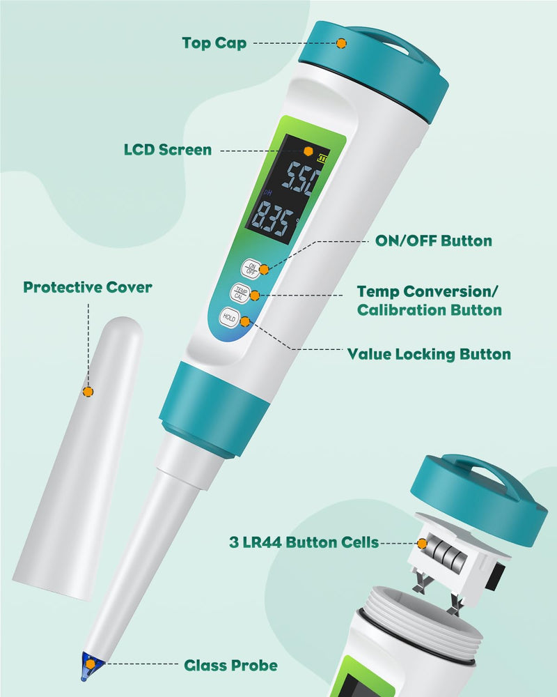 [Australia - AusPower] - Pawfly Digital pH Meter for Food High Accuracy pH Tester for Sourdough and Bread, Food pH Meter for Fermentation pH Test Pen for Fermenting, Sausage, Canning, Meat, Cheese and Water 
