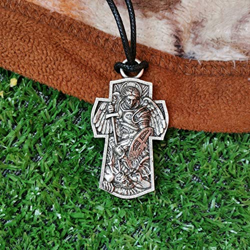 Archangel Michael St.Michael Protection Pendant Protect Me Saint Patron Shield Massive Prayer MEDA Necklace