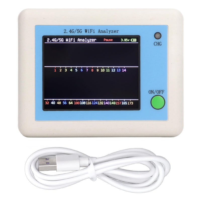 [Australia - AusPower] - Analyzer, 2.4G 5G Analyzer, 2.4 Inch TFT Color Screen Scanner Network Analyzer with Light Indication, Battery Display, Long Standby 
