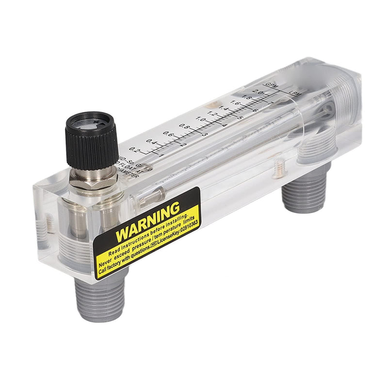 [Australia - AusPower] - Adjustable Water Flow Meter 0.2-2GPM Plastic Transparent Acrylic Panel Type 