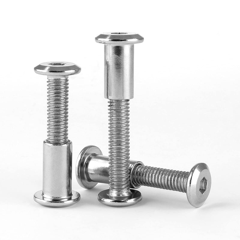 [Australia - AusPower] - 10 Pair(20 Piece) M6x30mm Hex Drive Socket Cap Bolt with Allen Wrench, Silver Furniture Connector Bolts M6 Countersunk Screw Barrel Nuts Binding Screws for Crib Replacement Belt Cabinet 