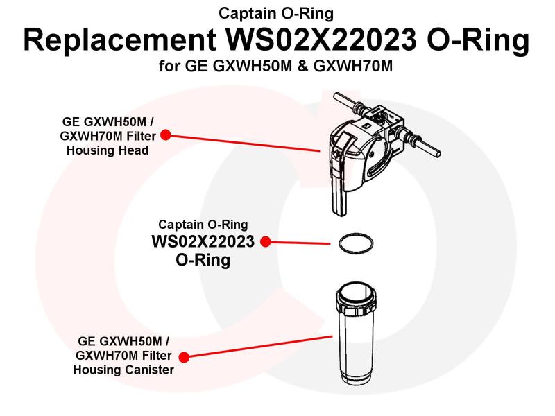 [Australia - AusPower] - Captain O-Ring - Replacement WS02X22023 O-Rings for GE GXWH50M, GXWH70M00 Water Filter Housing (3 Pack) 
