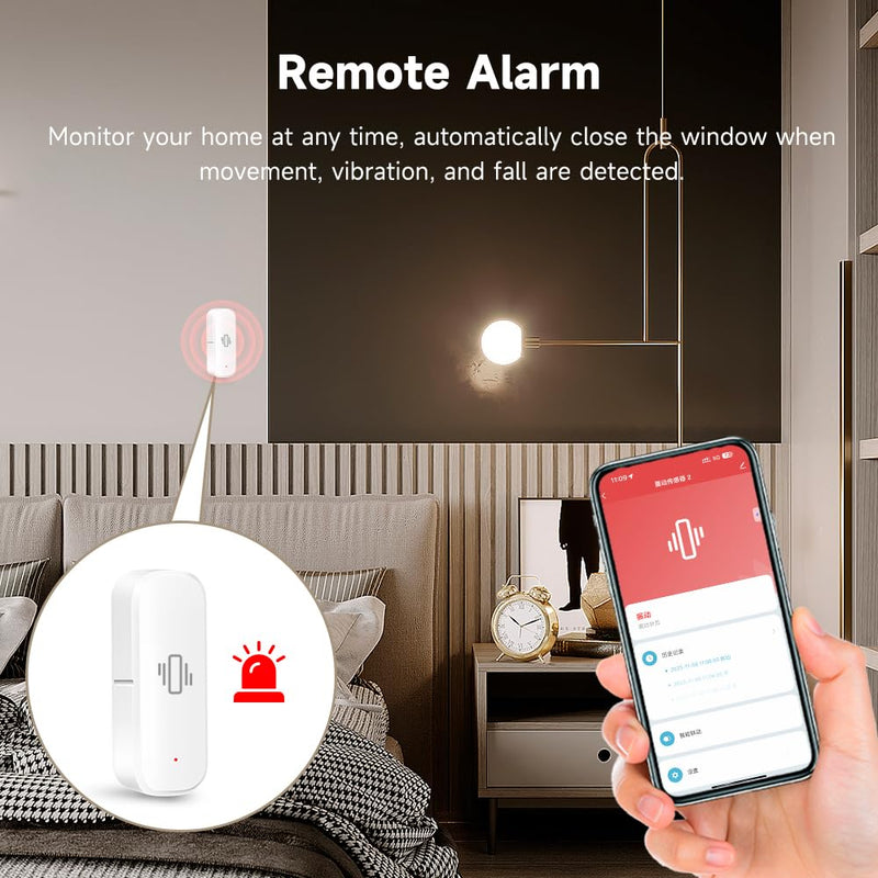 [Australia - AusPower] - 2.4G WiFi Vibration Sensor Shock Alarm Detector SmartLife/Tuya Smart App Notification for Indoor Window Security Door Alarm 