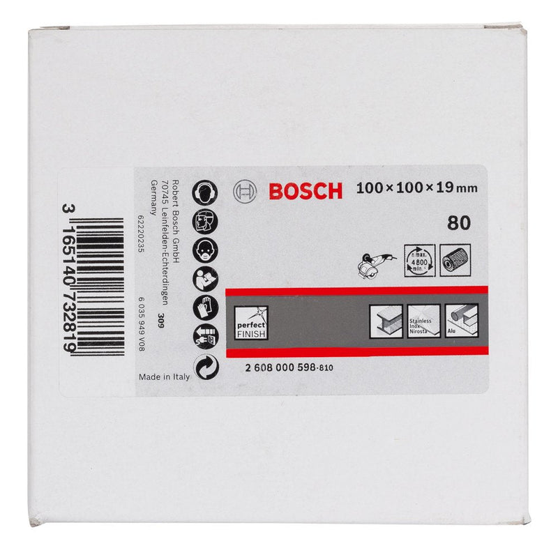 Bosch 2608000598 P80 Flap Sanding Wheel with Fleece, Brown 19 mm, 80, 100 mm, 100 mm