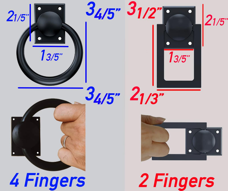 trust4care 3-3/4" Rotatable Matte Black Sliding Barn Door Pull Handles, Flush Folding Ring Gate Pulls, Heavy-Duty Zinc Grip Pull for Hallway Bifold Barn Door, Garage, Garden Fence Wooden Gate 2 3-3/4"