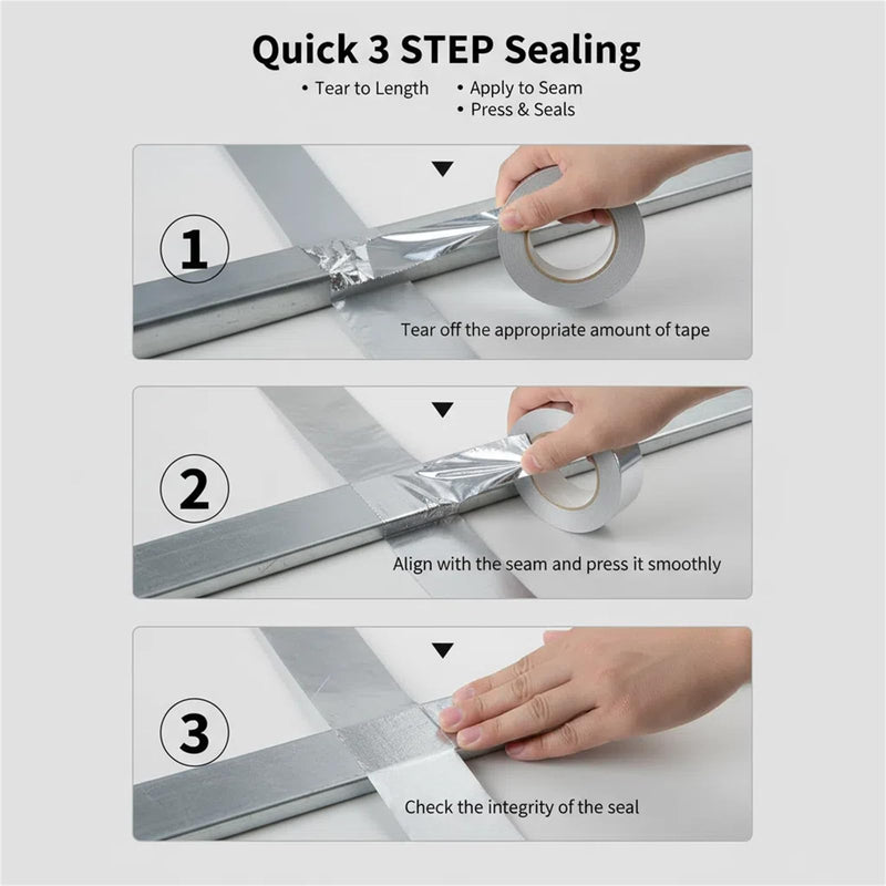 2 inch x 130 Feet Aluminum Foil Duct Sealing Tape, 3.9 Mil, High-Temperature Heavy-Duty Silver HVAC Tape for Ductwork Dryer Vent 2.0 inch x 132Ft