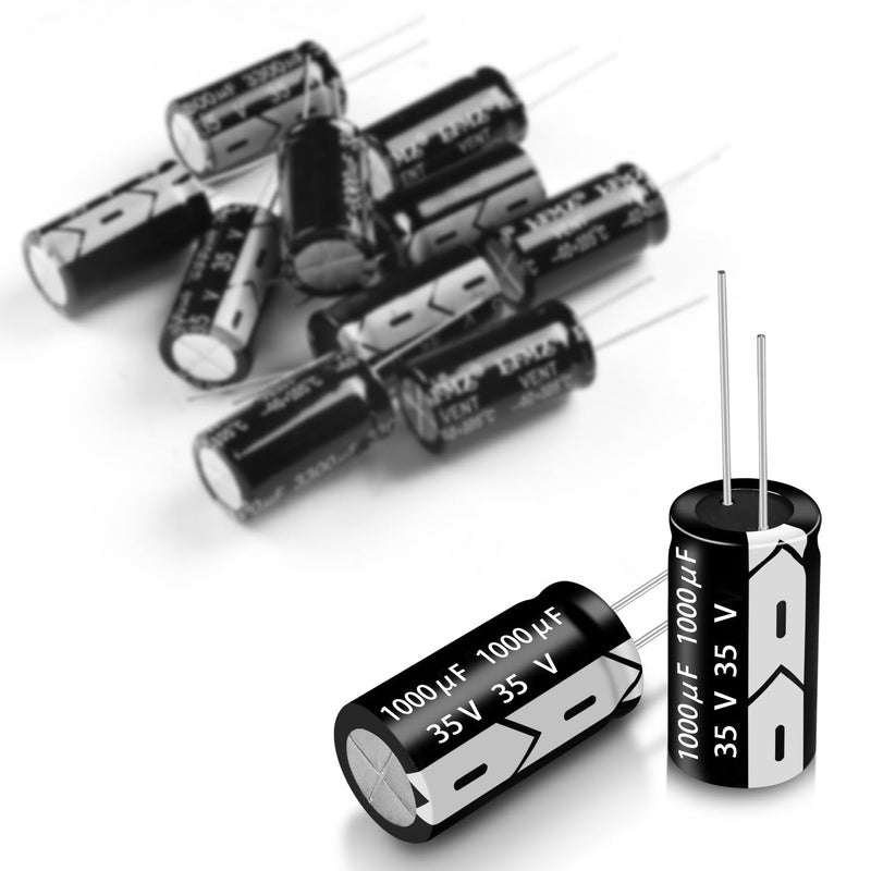 35V 1000µF 50/60HZ Aluminium Electrolytic Capacitors, 13 x 20 mm, Capacitors 1000uF 35V, Suitable for a Wide Range of Electronic Applications, Household Appliances and Switching Power Supplies (Pack 1000µF 35V