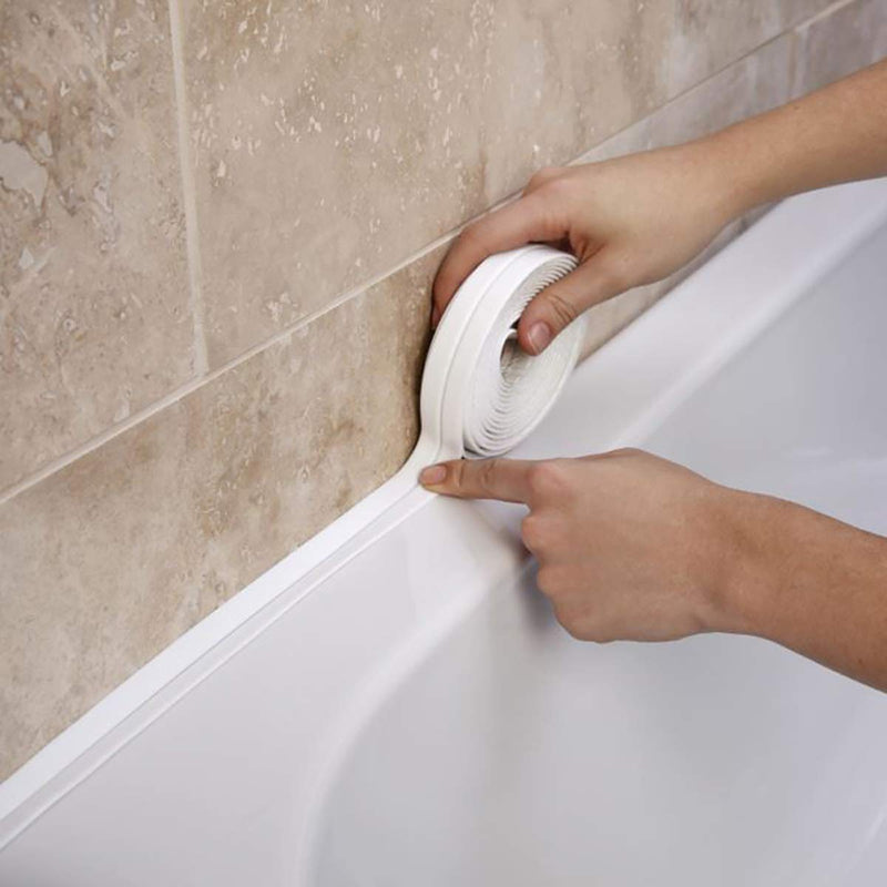 Caulk Strip Tape, Waterproof Dustproof PVC Self Adhesive Caulking Sealing Tape for Kitchen Sink Toilet Bathroom Shower Bathtub Wall(0.86" x11',White) 11ft x 0.86in White