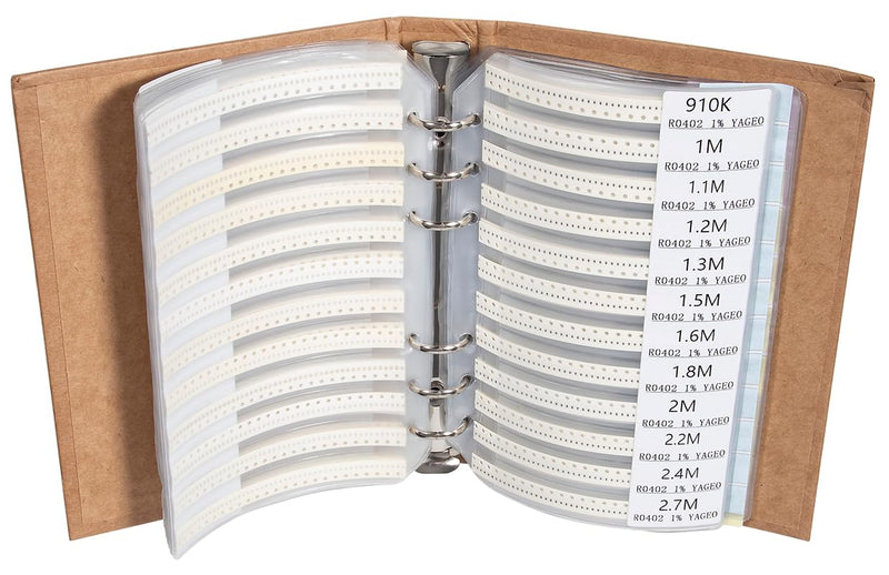 [Australia - AusPower] - SMD 0402 Resistors, Capacitors, Transistors and Electronic Components Assortment SMT Book - 9655 pcs 