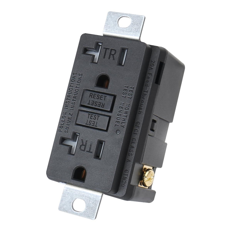 Baomain Generator GFCI Outlet 20Amp, Industrial Grade Self-Test Ground Fault Circuit Interrupter, Tamper-Resistant Receptacle,Heavy-Duty Receptacle, UL&CUL Certified, Matte Black (2-Pack) 2 Industrial Grade 20 Amp (No panel)
