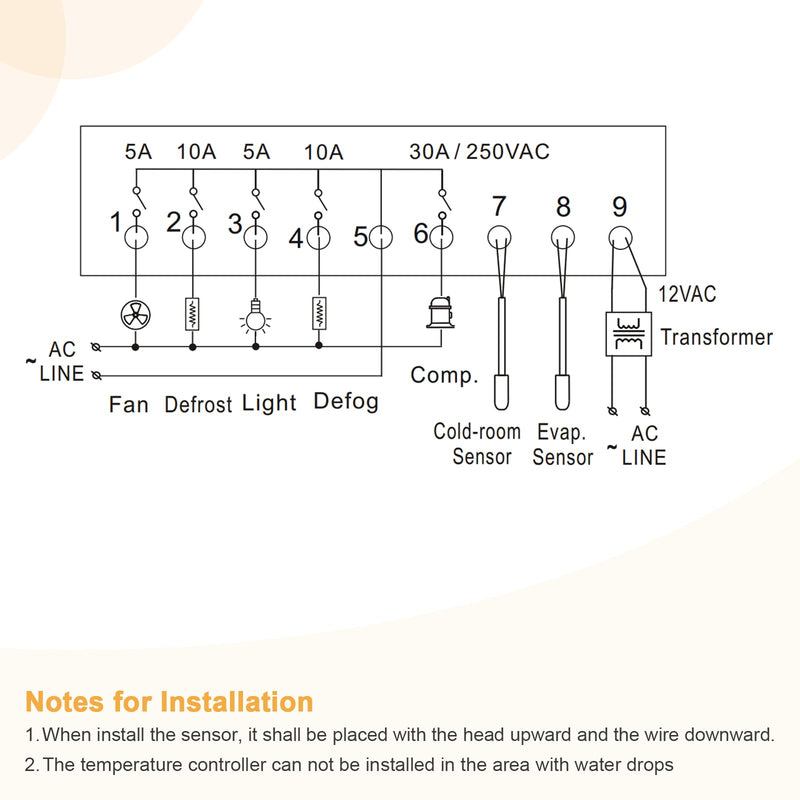 [Australia - AusPower] - Electronic Temperature Controller 110V Digital Display Refrigerator Temperature Controller, SF-205 Temperature Thermostat with Defrosting Function, Equipped with External Transformer 