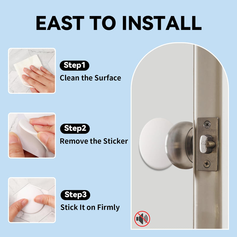 [Australia - AusPower] - JULBEAR Door Stopper Wall Protector, 12PCS Door Knob Stoppers Wall Protector with Strong Back Adhesive,Quiet, Shock, Absorbent Silicone, Door Handle Bumpers and Protect Wall Surfaces (Round 2 inch) 12 