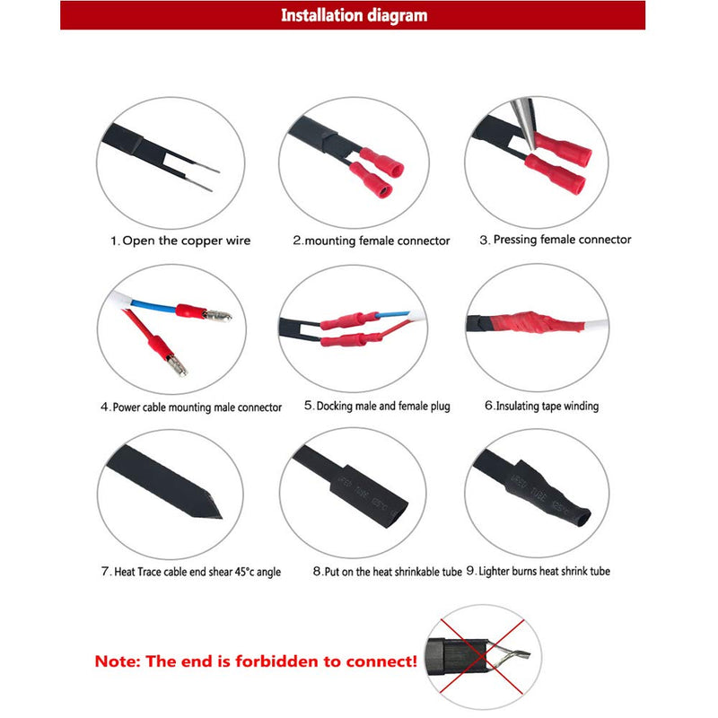 12v 24v 36v 48v trace heating cable,low voltage self regulating heat tape underfloor heating,trace heating cable for Freeze Protection (32Ft(10meters), 12V) 32Ft(10meters)
