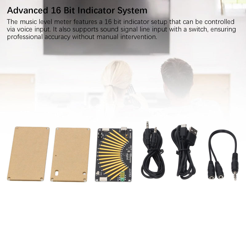 [Australia - AusPower] - Music Level Meter Board, 16 Bit Indicator Music Level Meter Stereo LED VU Meter Indicator with Adjustable Light Speed Control for Home Audio System 