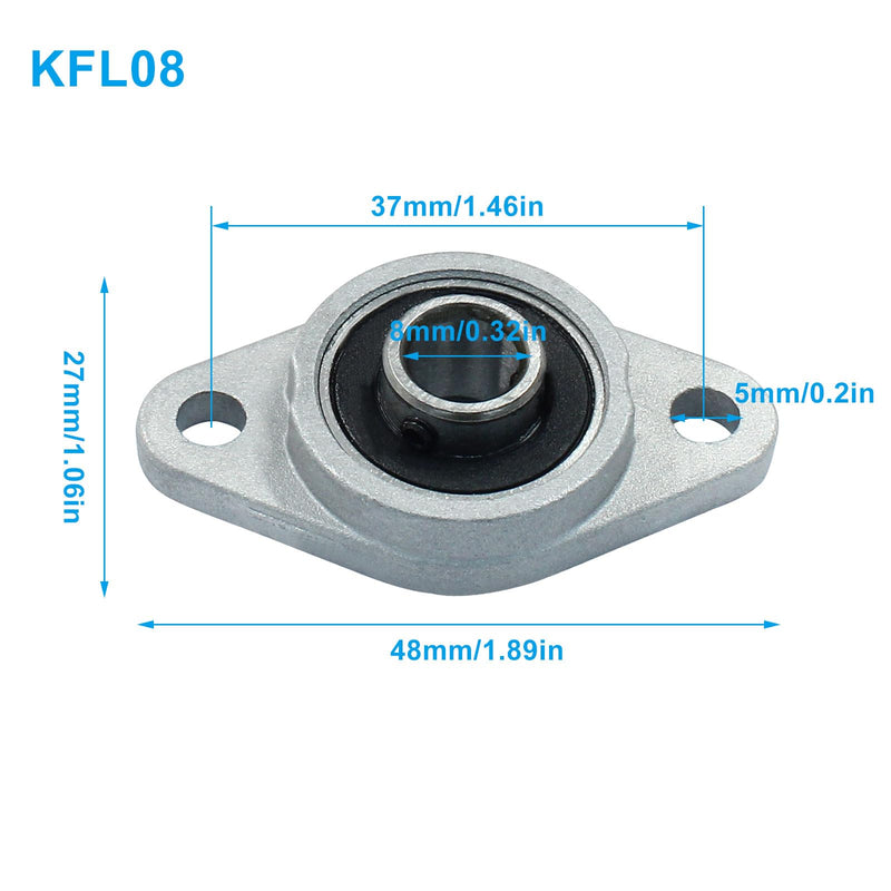 [Australia - AusPower] - 4 Pcs KFL08 Flanged Pillow Block Bearings, 8 mm Bore Self-Alignment Zinc Alloy Flange Mounted Bearings 4 